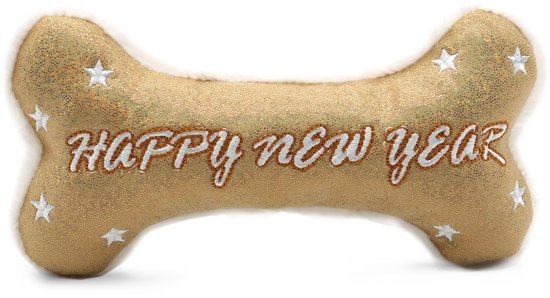 Croci Xmas Happy New Year – Gioco Osso Dorato con Squeaker per Cani 18 cm
