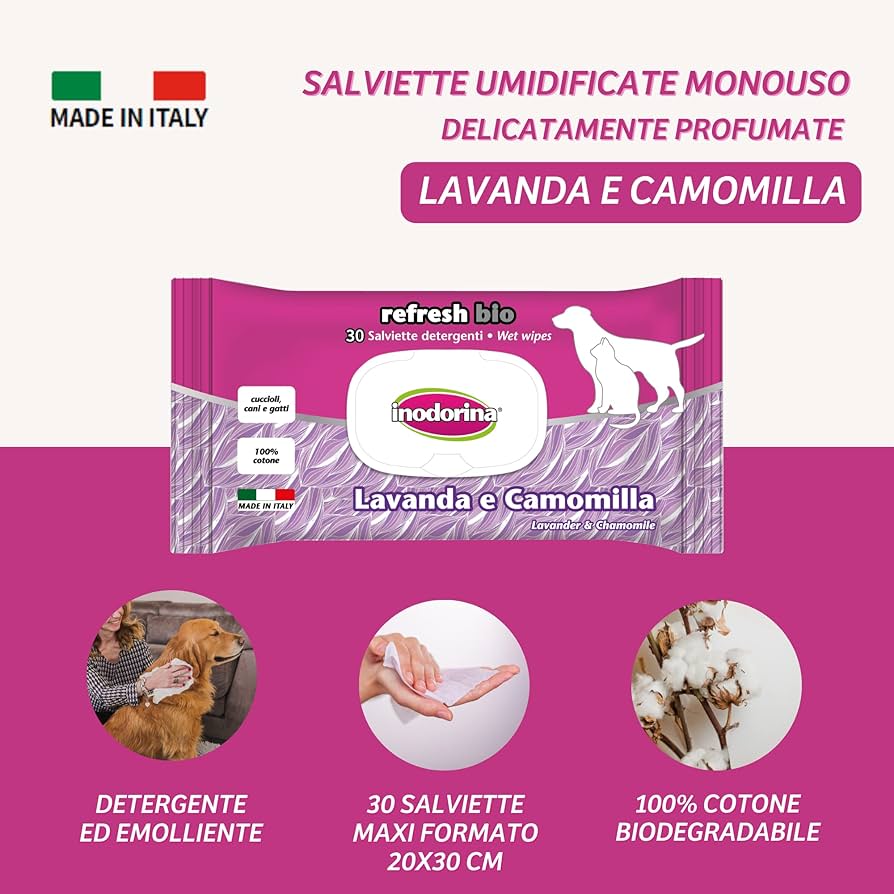 Salviette Detergenti Bio Lavanda e Camomilla - 30 Pz