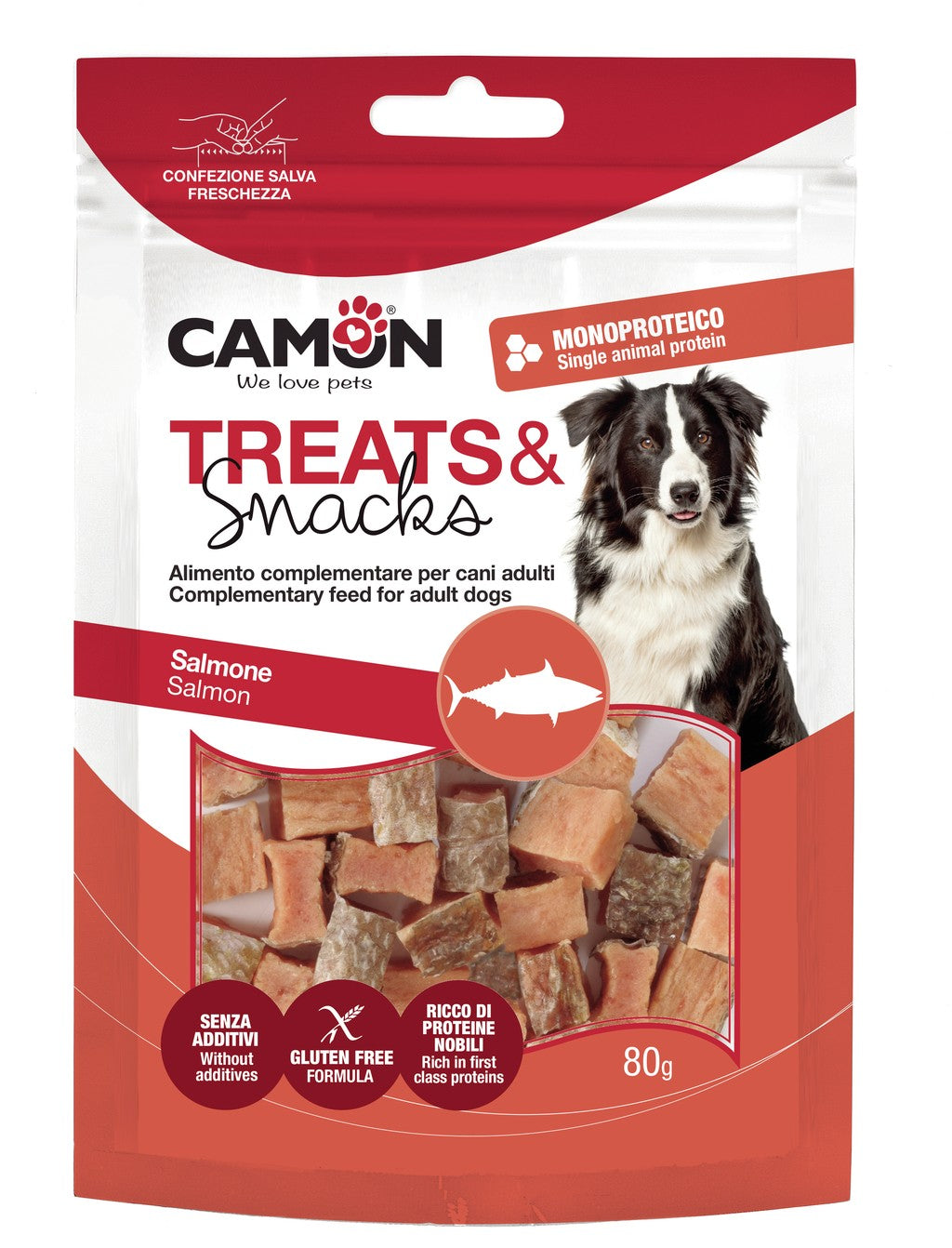 Cubetti di salmone con pelle Snack Camon 80 gr