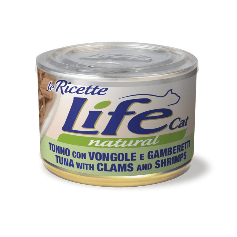Life gatto Le Ricette Tonno con Vongole e Gamberetti 150 gr