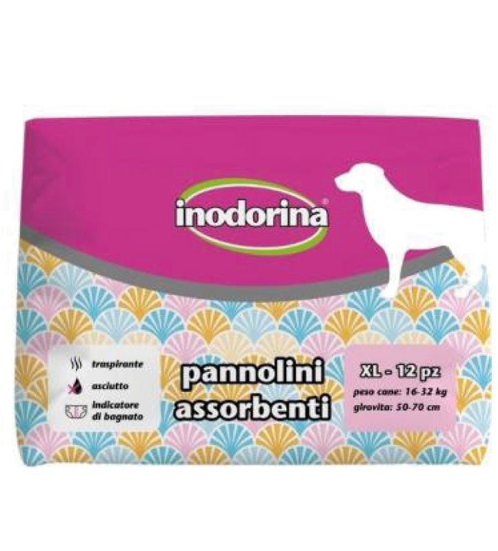Pannolini Assorbenti Cani Inodorina - XL 12 Pezzi