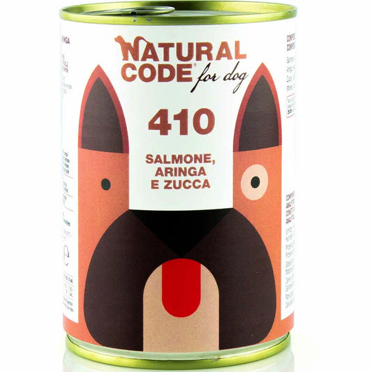 Natural Code Lattina Cane Adulto Salmone Aringa e Zucca 400 Gr