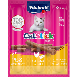 Vitakraft Cat Stick Mini Pollame e Fegato - 3 stick, 18 g