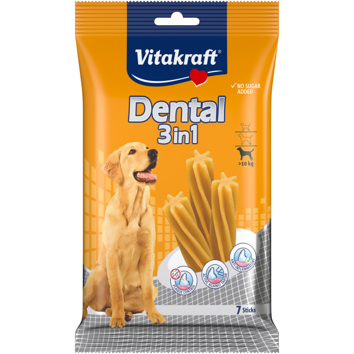 Vitakraft Dental 3in1 Medium per Cani da 10 kg - 7 stick, 180 g