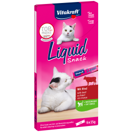 Vitakraft Liquid Snack Manzo ed Erba Gatta - 6 x 15 g