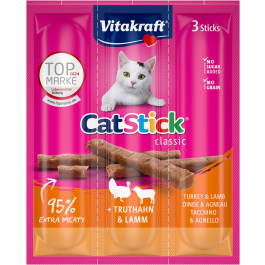 Vitakraft Cat Stick Mini Tacchino e Agnello - 3 stick, 18 g