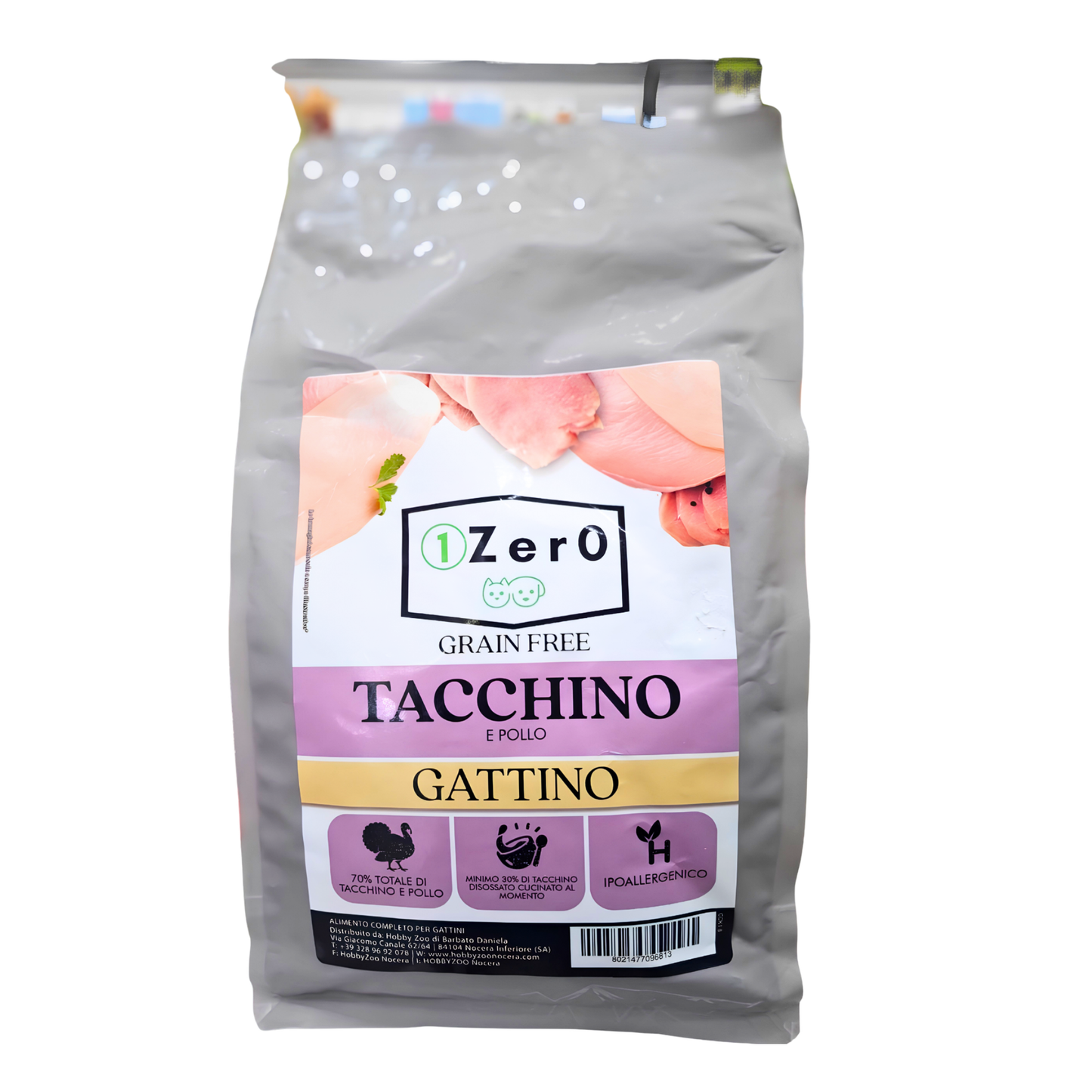 1Zer0 Grain Free Gattino Tacchino e Pollo 1,5 Kg
