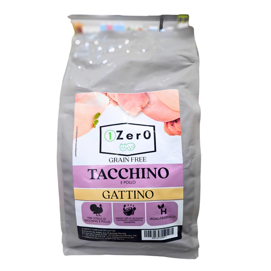 1Zer0 Grain Free Gattino Tacchino e Pollo 1,5 Kg