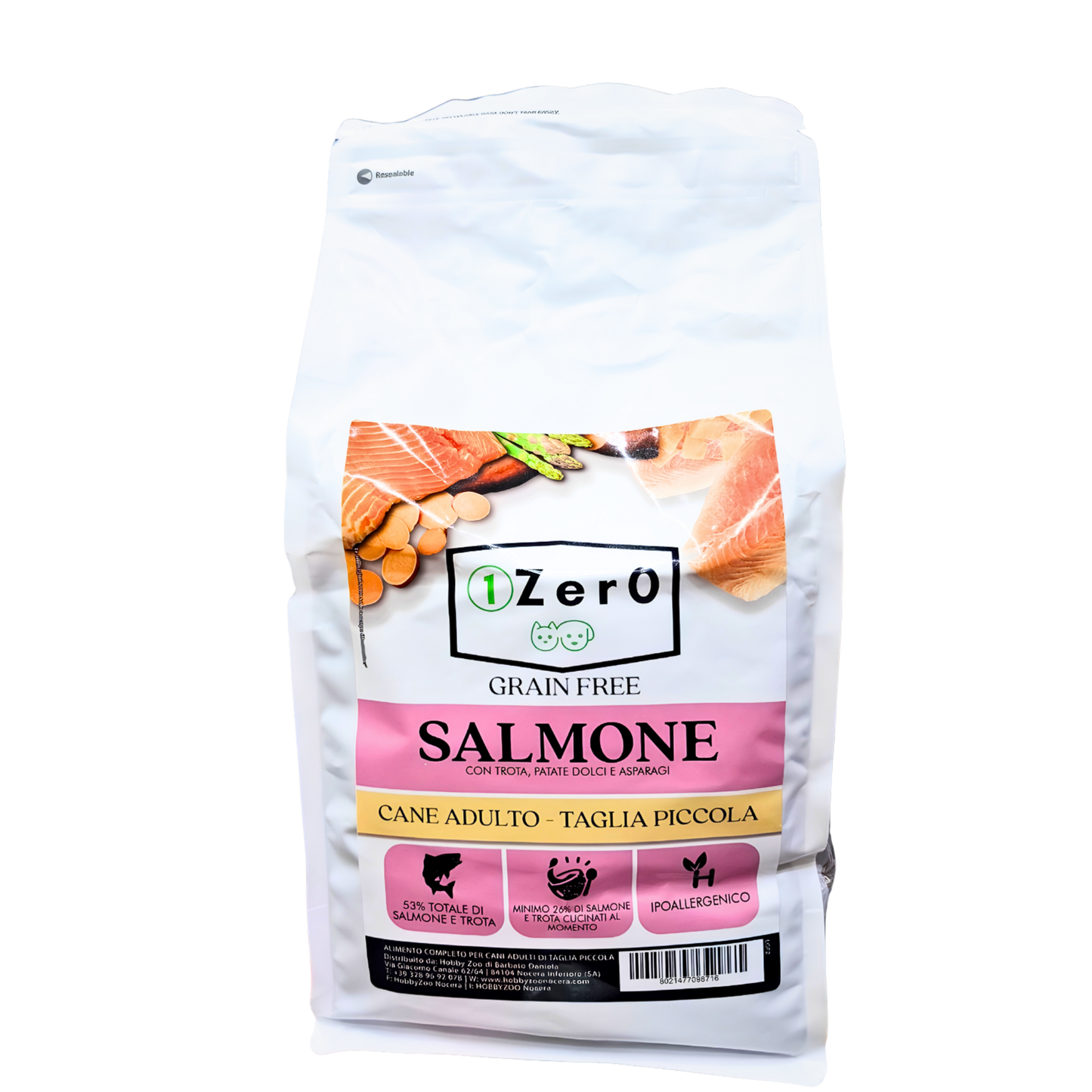1Zer0 Grain Free Adult Small Salmone Con Trota e Patate Dolci 2 Kg