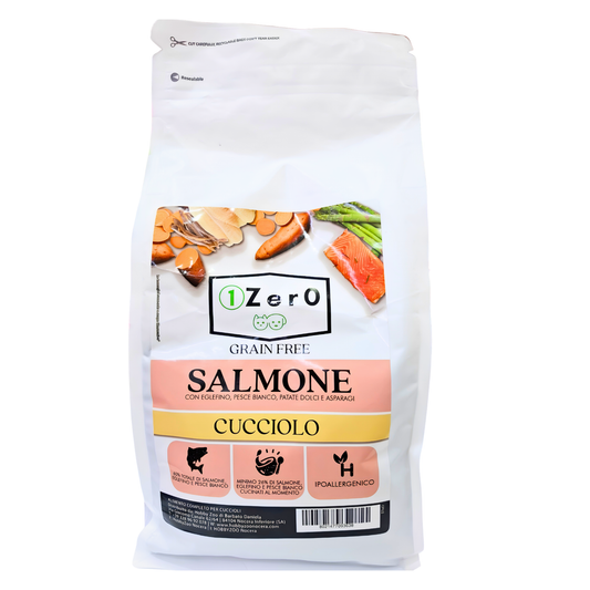 1Zer0 Grain Free Puppy Medium Salmone e Patate Dolci 2 Kg