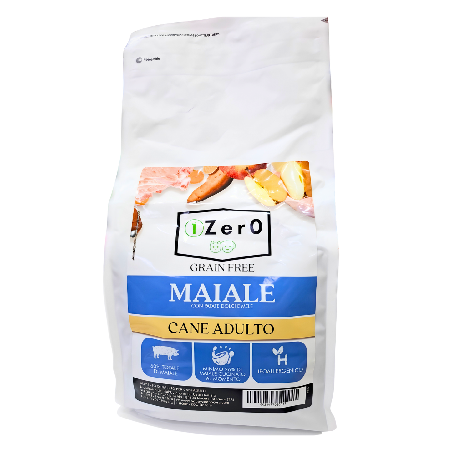 1Zer0 Grain Free Adult Medium Maiale con Patate Dolci e Miele 2 Kg