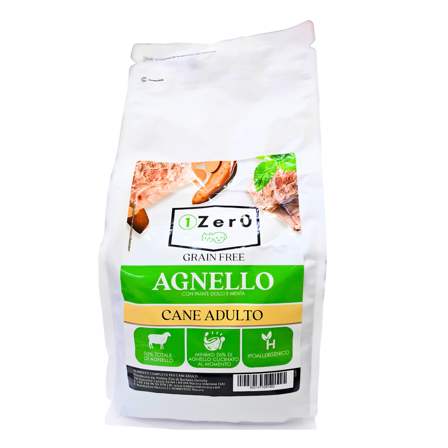 1Zer0 Grain Free Medium Adult Agnello Con Patate Dolci 12 Kg