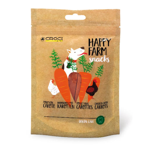 Happy Farm Carote/Pollo per cani Snack Croci 80 gr