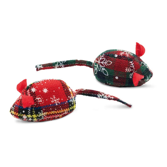 Croci Xmas Tartan Mouse – Topino con Catnip per Gatti 7,5 cm