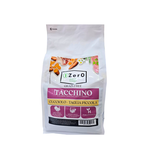 1Zer0 Grain Free Puppy Small Tacchino con Anatra 2 Kg