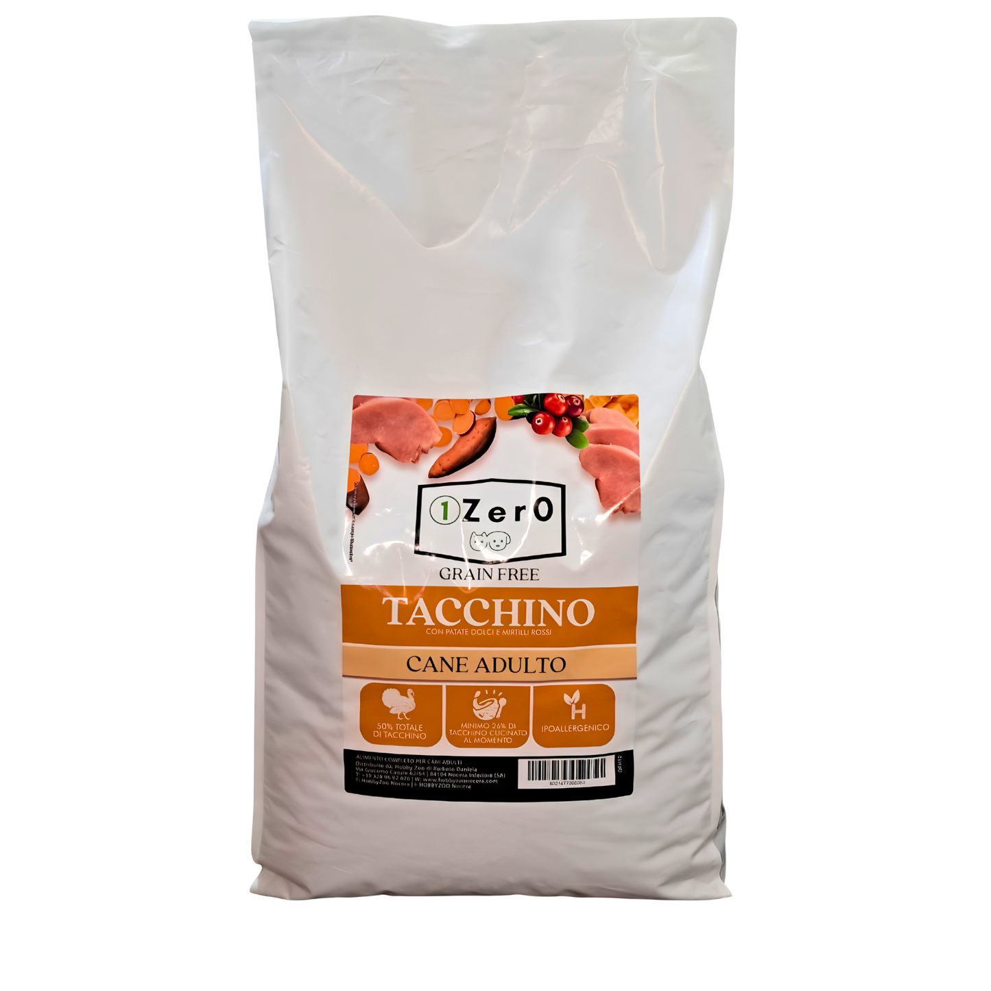 1Zer0 Grain Free Adult Medium Tacchino con Patate Dolci e Mirtilli Rossi 12 Kg