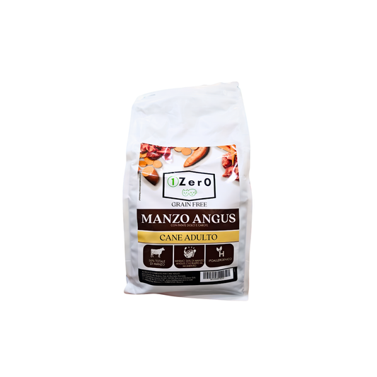 1Zer0 Grain Free Medium Adult Manzo Angus Con Patate Dolci  e Carote 2 Kg