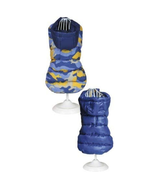 Giubbotto impermeabile imbottito Pod Camouflage Blu Croci Tg 25 XS