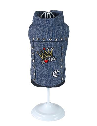 Giubbotto Imbottito Jeans Royal Crown per Cani Croci Tg 25