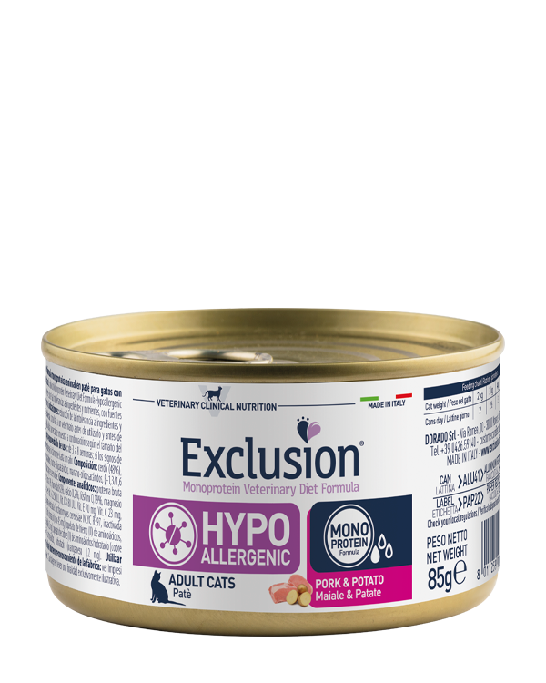Exclusion Hypoallergenic Lattina Gatto Maiale e Patate 85 Gr