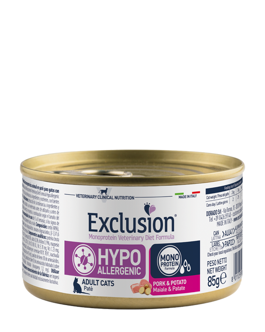 Exclusion Hypoallergenic Lattina Gatto Maiale e Patate 85 Gr