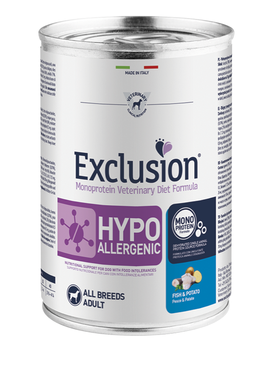 Exclusion Hypoallergenic Lattina Adult All Breeds Pesce e Patate Exclusion 375 gr