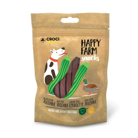Happy Farm Anatra/Zucchine per cani Snack Croci 80 gr