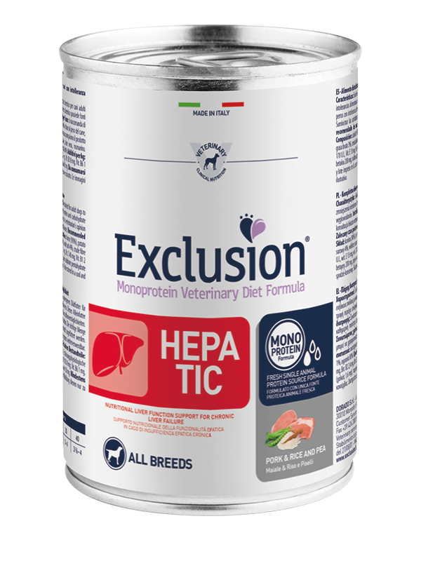 Exclusion Hepatic Lattina All Breedst Maiale e Riso Exclusion 400 gr