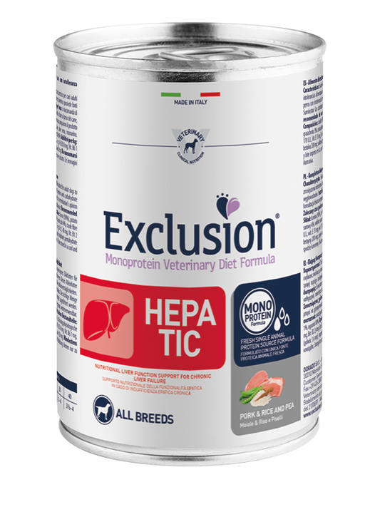 Exclusion Hepatic Lattina All Breedst Maiale e Riso Exclusion 400 gr