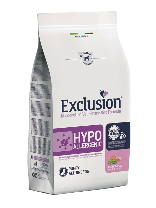 Exclusion Hypoallergenic Dog Puppy Maiale E Piselli 2 Kg