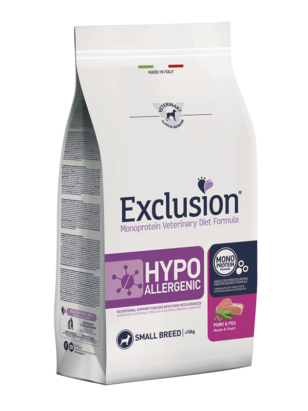Exclusion Hypoallergenic Dog Mini Maiale E Piselli 7 Kg
