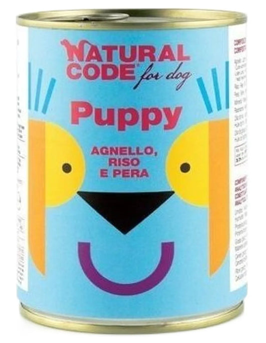 Natural Code Lattina Cane Puppy Agnello Riso e Pera 400 gr