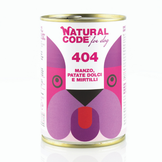 Natural Code Lattina Cane Adulto Manzo Patate Dolci e Mirtilli 400 Gr