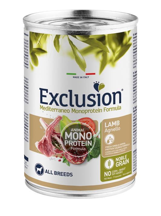 Exclusion Lattina Cane Adult All Breeds Agnello 400 Gr