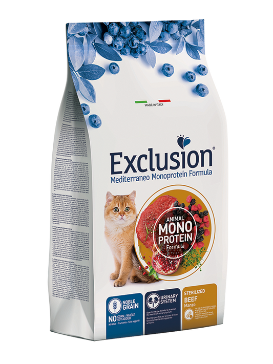 Exclusion Gatto Sterilizzato Manzo 1.5 Kg