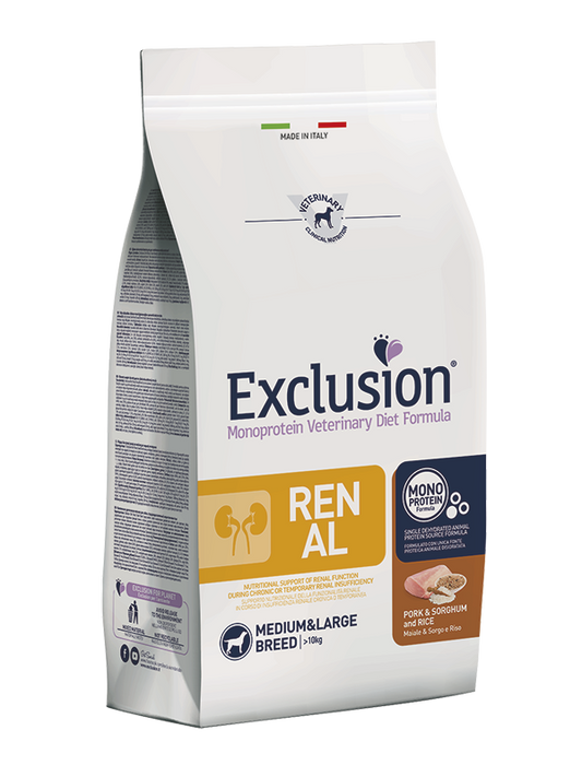 Exclusion Renal Dog Medium e Large breeds Maiale E Riso 12 Kg