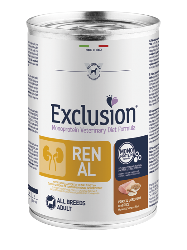 Exclusion Renal Lattina All Breedst Maiale e Riso Exclusion 400 gr