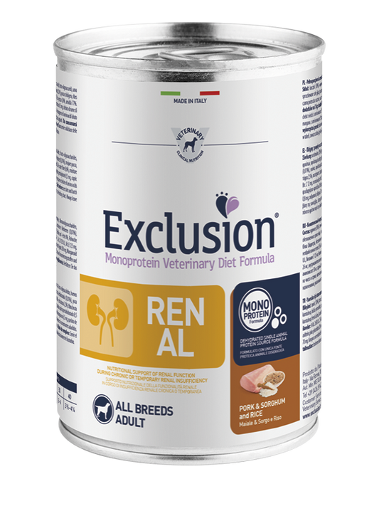 Exclusion Renal Lattina All Breedst Maiale e Riso Exclusion 400 gr