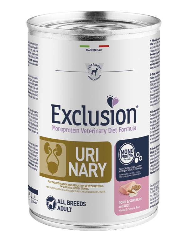Exclusion Urinary Lattina All Breedst Maiale e Riso Exclusion 400 gr