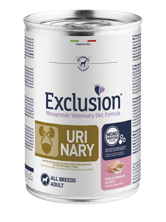 Exclusion Urinary Lattina All Breedst Maiale e Riso Exclusion 400 gr