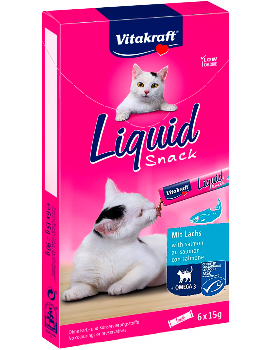 Vitakraft Cat Liquid Snack Salmone + Omega 3 6 x 15 g