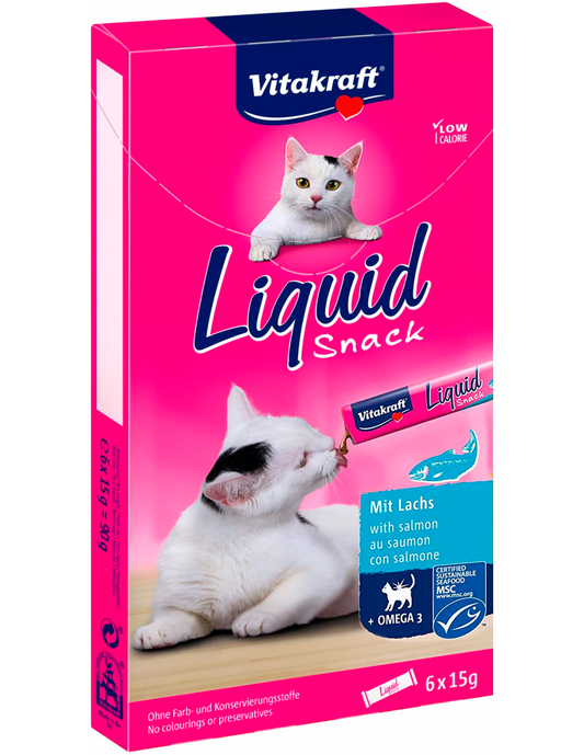 Vitakraft Cat Liquid Snack Salmone + Omega 3 6 x 15 g