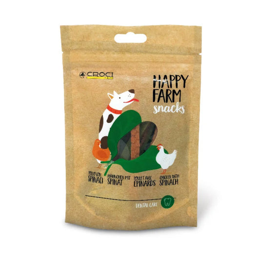 Happy Farm Pollo/Spinaci per cani Snack Croci 80 gr